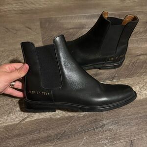 Common Projects Black Leather Chelsea Ankle Boots